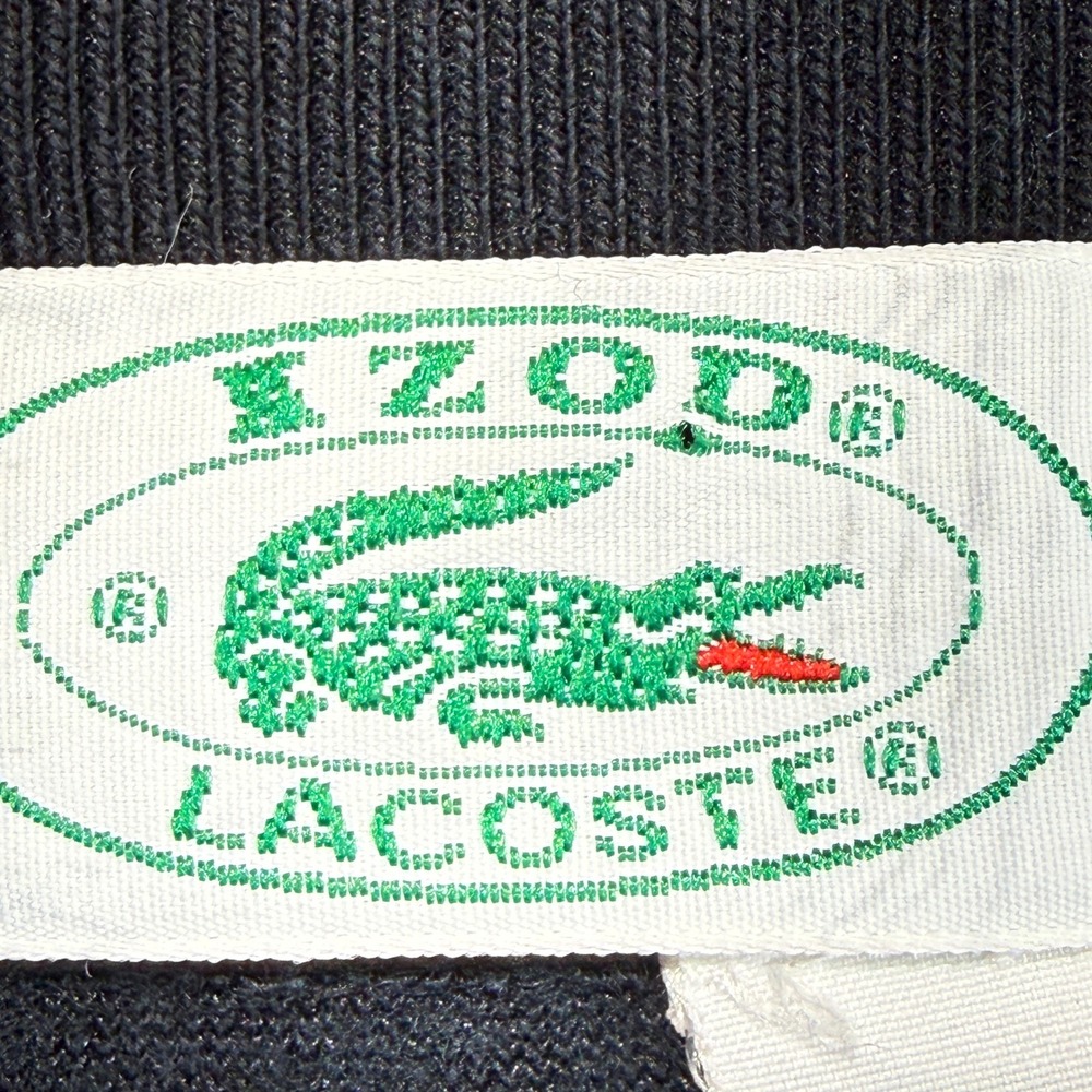 Izod Lacoste Velour Sweatshirt Men XL Navy Blue Crest Logo Pullover Vintage 80s? - Picture 2 of 11
